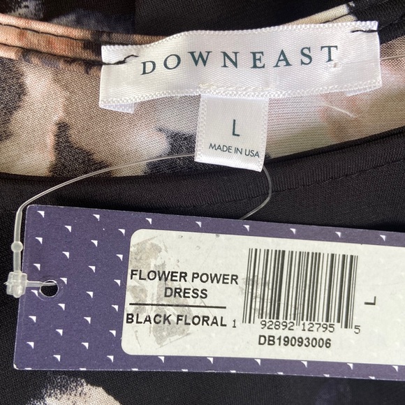 NWT DownEast Black Floral Flower Power Dress Women's Size L - Picture 7 of 7